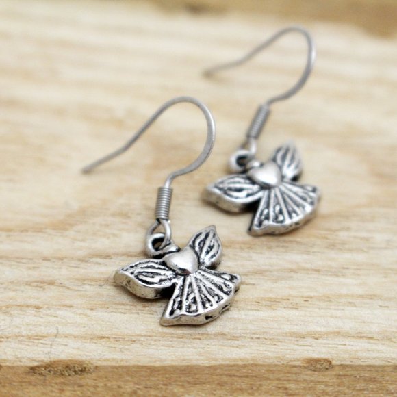 Tiny Angel Charm Earrings - Picture 2 of 6